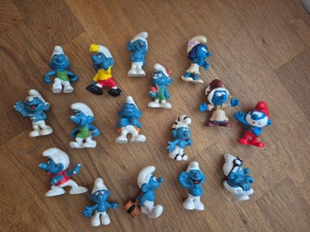 15 Smurfar – blandade figurer – Gammelsmurf m.fl. – samlarfigurer Peyo, Schleich