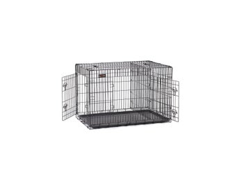 FEANDREA Hundbur, Hundlåda med 2 dörrar, 122 x 74,5 x 80,5 cm, SvartPPD48BK