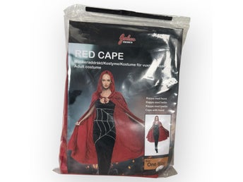 Joker 95205 Red Cape Maskeradkappa Dam One Size Huva Röd Maskeraddräkt Kostym