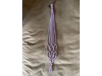 Ampel för blomkruka, makramé, vit/lila, 10-12 cm