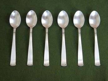 6 Kaffeskedar Rosenholm Äkta Silver Skick Som Nytt!