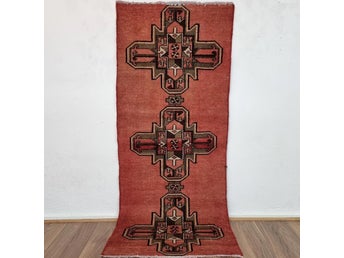 Äkta Vintage matta ca: 161x66 cm - 100% ull - Tvättad & klart - Handknuten