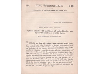 SFS 1896-102 Undvikande av ombordläggning, signaler för att ange nöd å fartyg