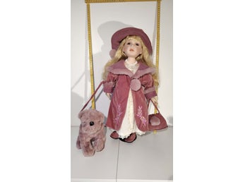 Show-Stoppers Renee R781 porslinsdocka med hund – ca 63 cm - Vintage - Retro