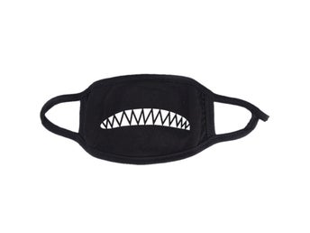 Ansiktsmask - Svart - Hajtänder - Maskerad