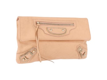 BALENCIAGA Metallic Edge Classic Envelope Bag Läder Ljus Orange Autentisk ka3352