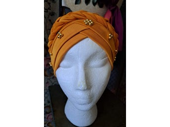 turban, gul, oanvänd