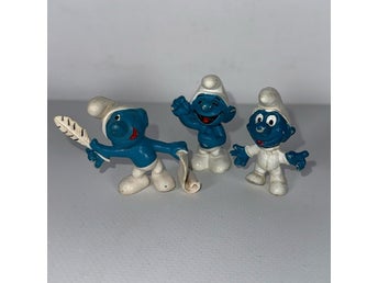 Tre stycken Smurf-figurer