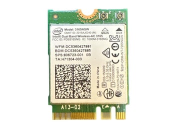 Intel Dual Band Wireless-AC 3165 . (Modell: 3165NGW ) nätverkskort (M.2)