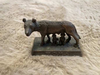 ROMA Romulus och Remus Vargen Rom Romersk Mytologi Figurin Metall Samlarobjekt