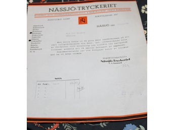Brev till handlare Nelson i Målilla från Nässjö-Tryckeriet 23 november 1934