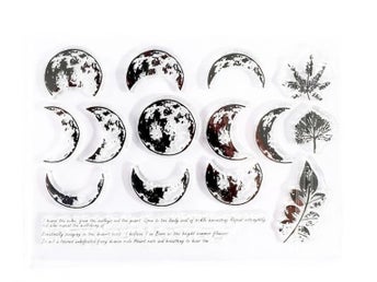 The moon & leafs clear jelly stamp - A pack of 15 dekoration stamps