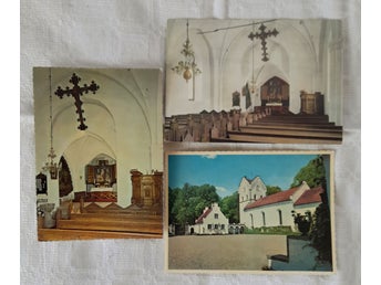 Bosjökloster kyrka + 2x interiör. Ej pg. Billingska Bokhandeln Höör