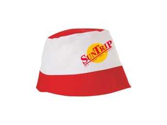 SÄLLSKAPSRESAN SUN TRIP Solhatt RÖDVIT Klassiker ONE SIZE HELT NY