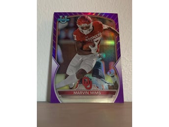 2022 Bowman University Chrome #4 Marvin Mims Purple Refractor /399 Denver RC