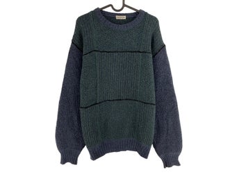 Cosby Vintage Retro 90-tal BELFIORE Blå Tröja Pullover Storlek XL