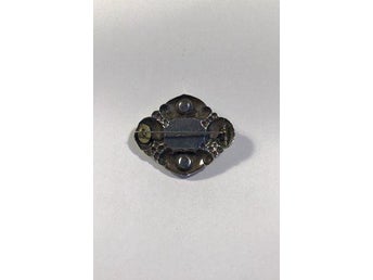Evald Nielsen Sølv Broche med Rav