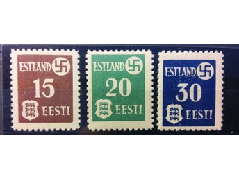 Estland 1941 Tysk ockupation serie Michel Nr.1-3y tunt papper 3 värden MNH**
