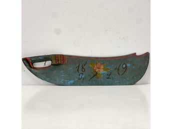 Skäkteträ Skäktkniv Allmoge Antik 1800-tal Folk Art (g2)