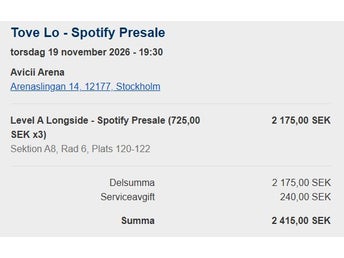 Biljetter Tove Lo Stockholm