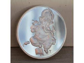 Ganesha Yoga Märke Indien Mynt Silver Plätering Ny