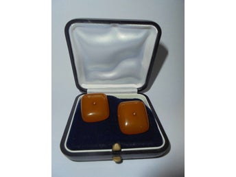 manschettknappar i bärnsten, amber, vintage