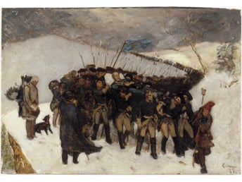 KARL XII LIKFÄRDEN 1877 av GUSTAF CEDERSTRÖM Karoliner FINLAND Duk