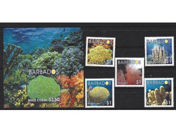 Barbados 2004 Koraller hav 5v + block delat strip