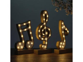Batteridrivna LED Musiksymboler För Hemdekoration (3 Stycken)