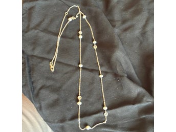 Nytt Silverhalsband med pärlor och kristaller 68 cm