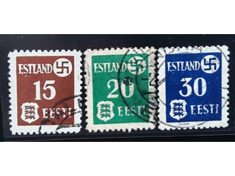 Estland 1941 Tysk ockupationsserien Michel Nr.1-3y tunt papper 3 värden använda