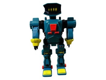 Galoob Robot 1992 Vintage Leksak Plast Blå Gul Röd Retro