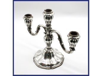 Ljusstake/kandelaber, 830 silver, trearmad (höjd 24cm)