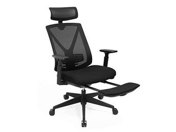 SONGMICS Ergonomisk kontorsstol med fotstöd, skrivbordsstol med svanks OBN61BKV1