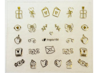Nail art stickers symboler godis paket guld metallic Y2K naglar manikyr lyxig