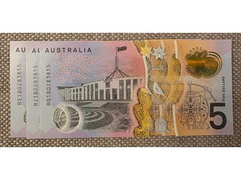 Australien 3 x 5 Dollars matchande serienummer