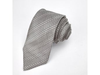 ÄKTA Ermenegildo ZEGNA - Slips Siden Silke Silk Grå Silver Logo