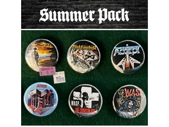 6 st Heavy Metal pins (25 mm) * limiterad * gratis porto * SUMMER PACK #18