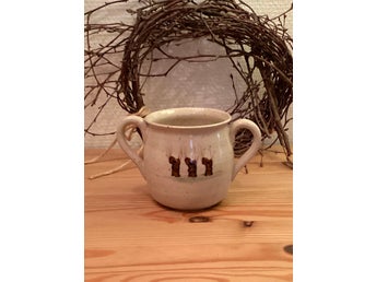 Keramikmugg med två handtag / Pilträd/Skåne / Handdrejad