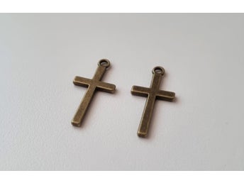 2 st Kors berlocker / charms (bronsfärgade)