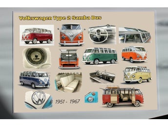 Affisch A3 (29.7cm x 42.0cm)Volkswagen Typ 2 Samba Buss