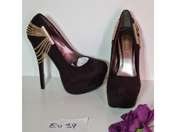 Party pumps med kedjor och bling-bling hög klack strl 39 HELT NYA!!