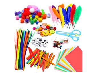 Pysselkit figurer 50 piprensare 200 pompom 100 rörliga ögon 5+