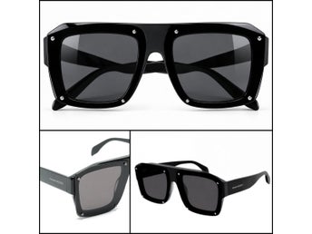 Alexander McQueen AM0335S-001 Studded Black Square Sunglasses With Box