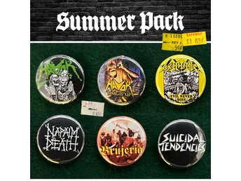 6 st Trash Metal/Grind pins (25 mm) * limiterad * gratis porto * SUMMER PACK #11
