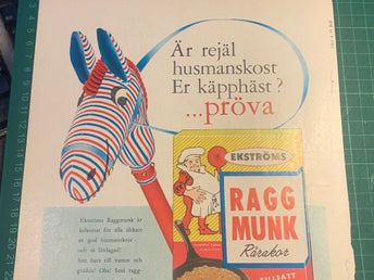 Retro-annons ”Raggmunk - Ekströms käpphäst - gott för hela slanten” från 1961