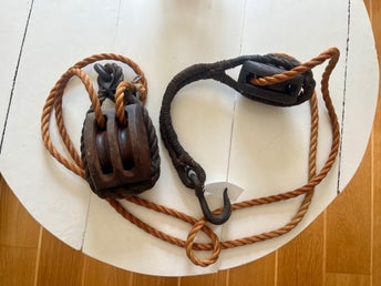 Talja, 2 st, en krok och en tross. Vintage! 1800 - 1900-tal