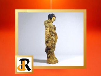 Elegant Asiatisk Statyett av en kinesisk kvinna från Kina 80 talet