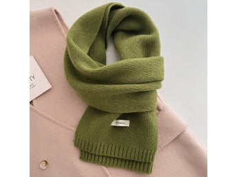 Ullscarf, mycket varm, olivgrön, 20 x 150 cm, yllehalsduk, Fri leverans