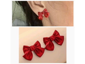 Röda Örhängen med Rosett